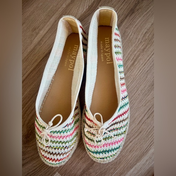 MAYPOL Made In Spain Colorful Striped Ballerina Espadrille Flats Size 38 (7.5) - Picture 5 of 7